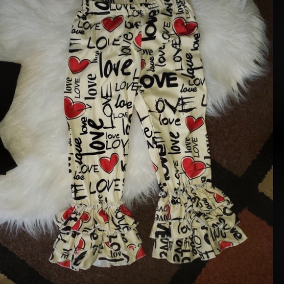 Girl’s boutique heart ruffle matching set outfit M 2-3T EUC - Picture 3 of 4